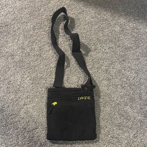 Y2K Dakine Black Crossbody Bag with Yellow Zipper Pull